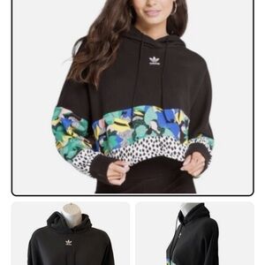 Adidas liberty London Women's Black Hoodie with Colorful Pattern